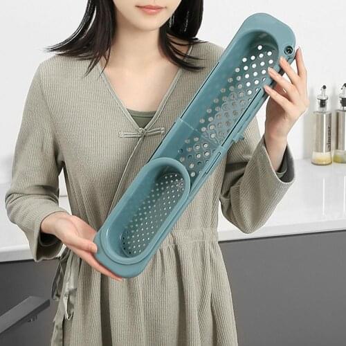 Retractable Drain Basket Sink Rack Telescopic Drain Rack Filter Leftovers Drain Basket Dishwashing Cloth Storage Kitchen Tools
