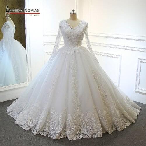 High Quality Wedding Dress Factory Ball Gown Long Sleeves Wedding Dress Lace