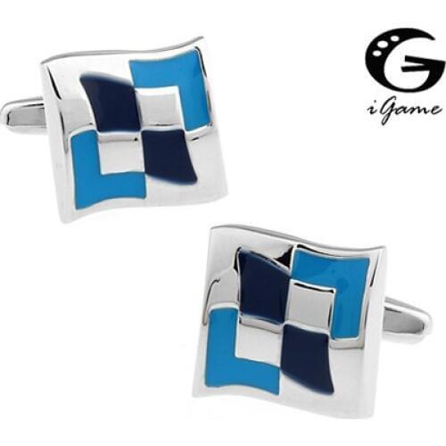 IGame Factory Supply Blue Cuff Links Fashion Paint Design Quality Brass Material Free Shipping