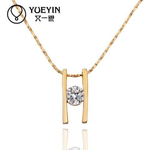 Yellow Gold color necklace for Women Colar Feminina Bridal wedding Jewelry Collar de la Mujer Anniversary cubic zirconia