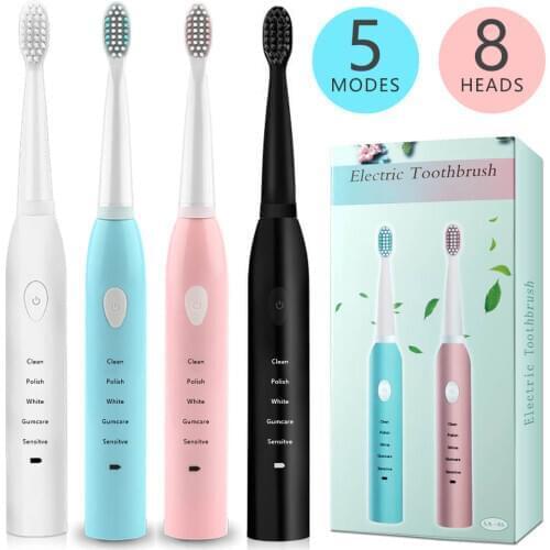 Ultrasonic Electric Toothbrush Rechargeable Dental Scaler Sonic Automatic Teeth Cleaner Remover Stains Dentist Brush Head Set