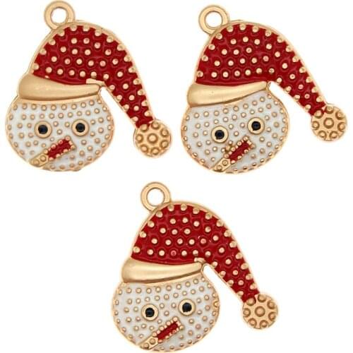 10pcs/lot Christmas Snowman Avatar Enamel Christmas tree decoration Charms For DIY Jewelry Accessories Keychain Crafts Findings