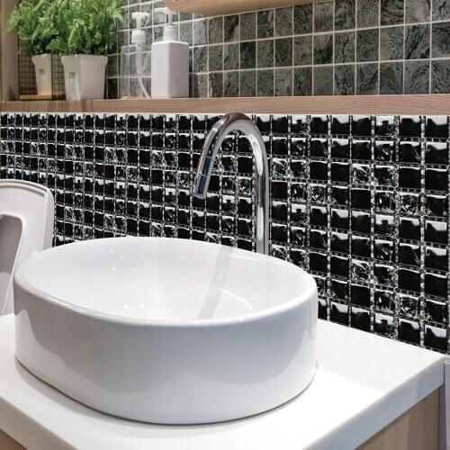 10pc Waterproof 3d Crystal Tile Stickers Diy Waterproof Self-adhesive Wall Stickers Kitchen Bath Decor Wall Stickers Waterproof