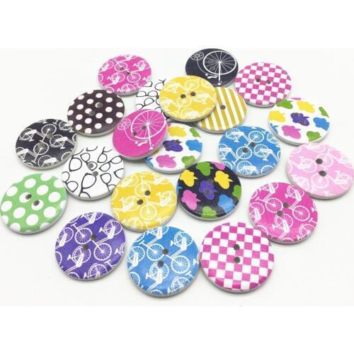 100pcs 30mm Mixed Sports Patterns Wood Buttons Sewing 2 Hole Button Embllishments Cradmaking Scrapbooking