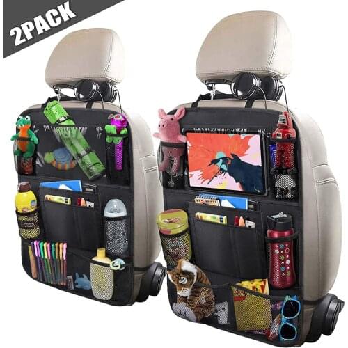2pcs Car Backseat Organizer Car Kick Mats for Kids Back Seat Protectors Large Capacity Transparent Tablet Pocket Easy Cleaning