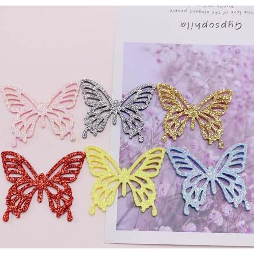 20pcs Hollow Bling Decor Butterfly Appliques Headwrap DIY Hair Bows Barrette Hair Accessory Diy Arts Crafts Sewing Patches