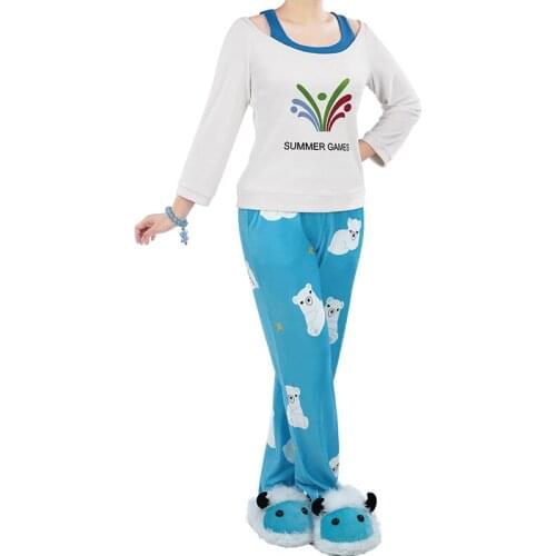 2017 Kawaii Mei Summer Games Sweater CG Rise and Shine Cosplay Pajamas Meiling Zhou Costume Mei Polar Bear Pants With Jewelry