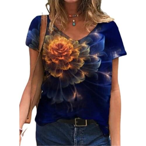 2021 Summer Womens T-shirt Printed Short Sleeve Top Streetwear Casual Oversized Loose T-shirt Femme Wn
