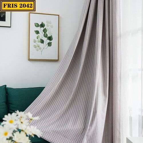 2021 Modern Simple Jacquard Curtain Houndstooth Geometric Pattern Shading Finished Curtains for Living Dining Room Bedroom