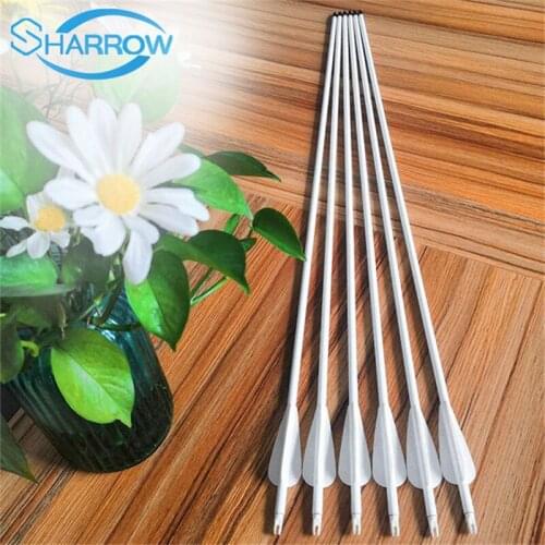 6pcs 31.6inch Compound Bow Shooting Mix Carbon Arrow Spine 500 with 100grain Target Arrowhead For Archery Hunting Accessories