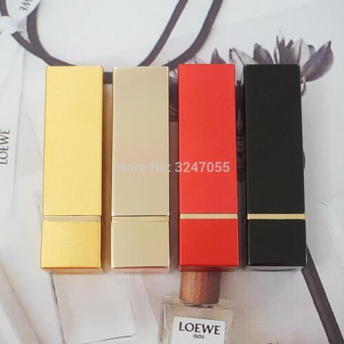 12.1mm 10/30/50pcs Aluminum Square Empty Cosmetic Lipstick Tube, Red/Gold/Black Metal Beauty Lip Balm Bottle,Lip Rouge Container