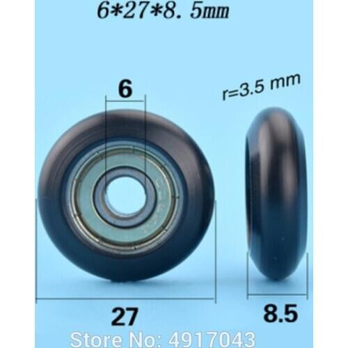 Free Shipping 10pcs 6*27*8.5 626zz bearing roller pulley outer diameter 27mm black nylon roller wheel roller