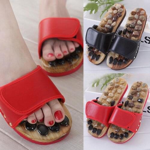 Pure Natural Pebble Jade Massage Shoes Acupoint Massage Slippers Sandal For Famale Men Feet Massager Shoes Unisex