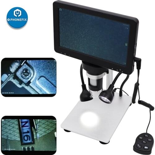 12MP DM9 HD 7 Inch Screen 1200X Digital Microscope Industrial Magnifier with Wire Control for Phone PCB Soldering Inspection