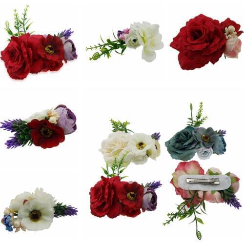 Baby headband simulation flowers hair clips Handmade Photography props hairpin Children hair accessories Wedding Bride Beach
