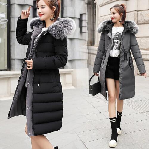 Cotton-padded Real Polyester Long Zipper Clothes Girls Paragraph. 2019 New Winter Thickening Keep Both Sides Overknee Cotton