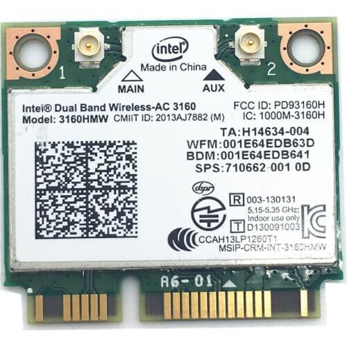 For 3160HMW Wifi Bluetooth 4.0 Wireless-AC Intel 3160 802.11 ac 433Mbps Dual Band Mini PCI-E Wlan Card Free shipping