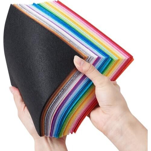 40pcs/bag 15x15cm Mixed Color Non Woven Fabric Embroidery Needle Felt for Crafts Home Decoration Pattern Bundle DIY Doll Kraft