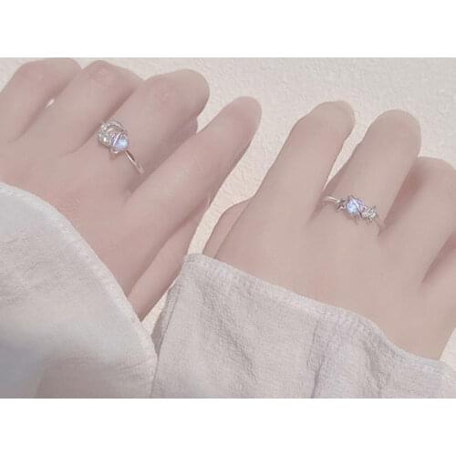 Star Moon Ring Girl Student Couple Adjustable Finger Girlfriends Rings