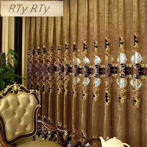 European luxury King Queen brown embroidered gold curtains for the living room with the sheer luxury hotels suitable for bedroom