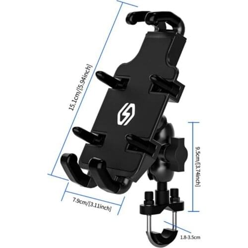 Metal Motorcycle Mobile Phone Mount Stand Holder Bike Cradle for 4.7-6.8\" Phone 203B