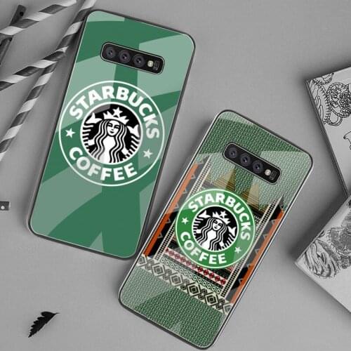 Fashion trend coffee pattern Phone Case Tempered Glass For Samsung S20 Plus S7 S8 S9 S10 Plus Note 8 9 10 Plus