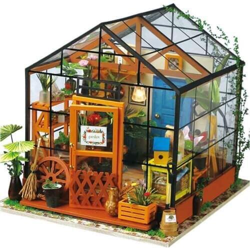 Mylb DIY Doll House Miniature Doll house With Furnitures Wooden House Toys For Children Kathys Flower House