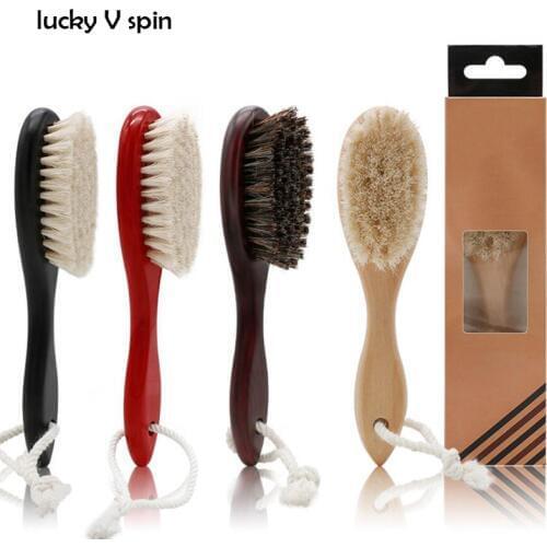 Natural Soft Goat Bristle Hair Sweeping Brush Beard Comb Oval Wood Handle Barber Dust Brush For Broken Hair Cleaning Tool