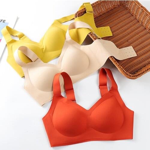 Thai Latex Non-marking Underwear Women Fashion Wide Straps Gathering No Steel Ring Adjustable Sports Anti-sagging Vest Bra