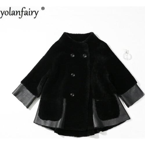 Real Fur Coat Women Winter Coat Women Two Side Wear Sheep Shearing Jacket Korean Wool Overcoat Abrigos Mujer Invierno 2020 YY641