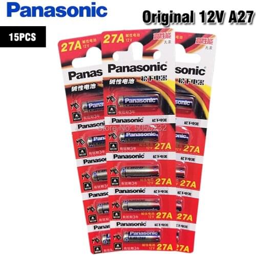 Panasonic 15PCS 12V 27A A27 Alarm-Remote Dry Alkaline Battery Cells 27AE 27MN High Capacity Car Remote Toys Calculator DoorBell