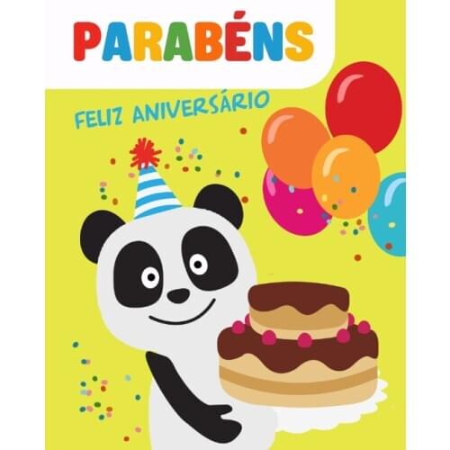 Parabéns Feliz Aniversário Baby Panda Party Cake Balloon Poster Kid Portrait Photo Background Photographic Backdrop Photocall