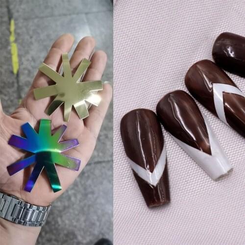 Nail Cutter Plate French Style Pro 9 Sizes Easy Cut V-shape Tips Manicure Edge Trimmer Stainless Steel Line Tools Nail Template