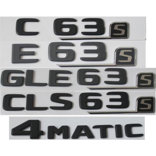 Flat Matt Black Letters Number Trunk Emblem Emblems Badges for Mercedes Benz AMG C63 C63s E63s S63 S CLS63s GLE63s GLS63s 4MATIC