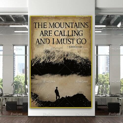 The Mountains Are Calling And I Must Go,Camping Art Poster, Nature Poster, Mountain Poster Home Decor Canvas Wall Art Prints