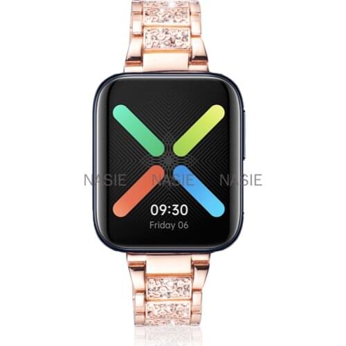 For Oppo Watch Band 41mm 46mm Men Women Lady Diamond Band Strap for Oppo Strap Stainless Steel Bracelet Accessories