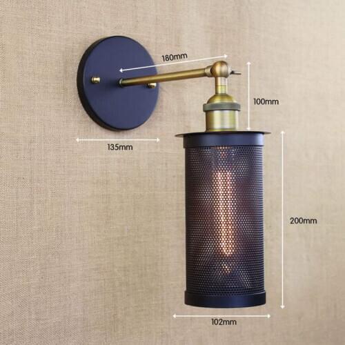 Retro black vintage metal wall lamp led e27 lights for workroom Bedroom bar Vanity Lights porch light art deco stair night light