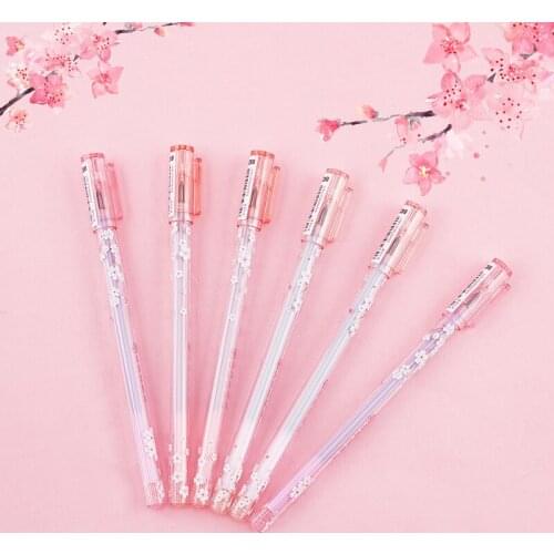4pcs Cherry Blossoms Gel Pen Press Full Needle Cherry Pen for School Writing Cute Neutral Pen Office Stationery Supplies