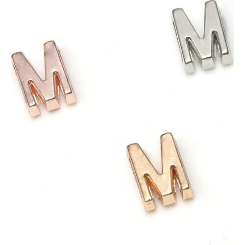 Letter M Slide Charms fit on Stainless Steel Keeper Mesh Bracelet DIY Women Jewelry 5pcs/lot