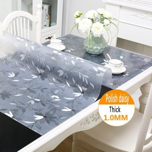 1.0mm soft glass tablecloth transparent PVC tablecloth waterproof and oil proof kitchen table cover computer desk available