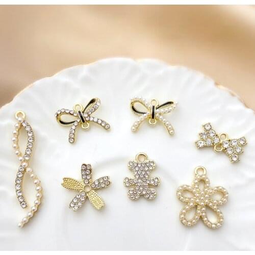 Sweet and color-preserving jewelry materials, flowers, bows, bear accessories, diy earrings, jewelry accessories