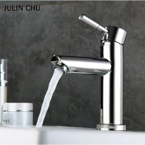 304 Stainless Steel Bathroom Basin Faucet Polished Sliver Hot and Cold Water Mixer Tap Washbasin Faucets for Washroom Hotel
