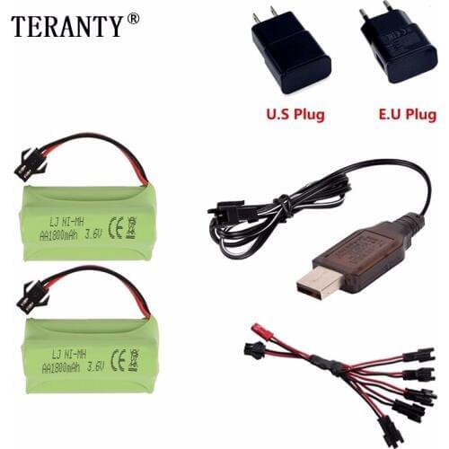 T Model ) Ni-MH 3.6v 1800mah Battery + USB Charger For Rc toys Car Tank Train Robot Boat Gun AA 3.6v Rechargeable Battery Pack