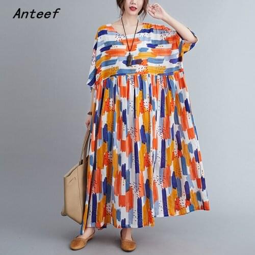 Short sleeve plus size cotton vintage dresses for women casual loose long woman summer sun dress elegant clothes 2021 sundress