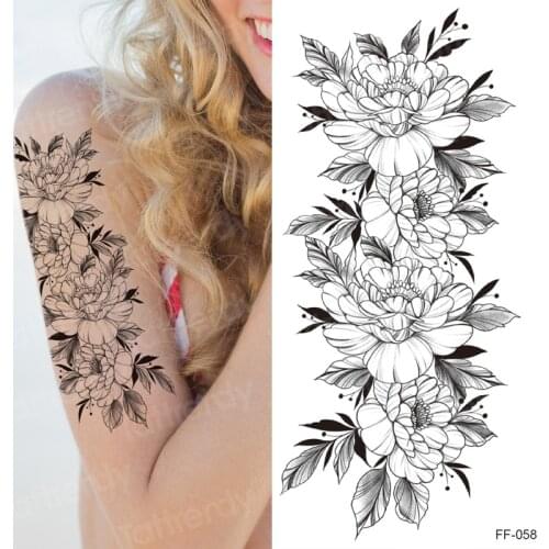 Beauty sketch make up Fake temporary tattoos stickers rose flowers arm shoulder tattoo waterproof women big flash tattoo on body