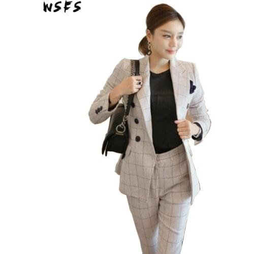 Женские брючные костюмы в клетку WSFS China At AliExpress