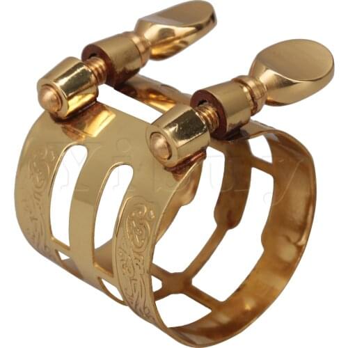 Yibuy Double Screws Adjust Gold Plated Alto Saxophone Mouthpiece Ligature