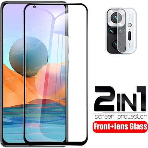2in1 Camera Tempered Glass For Xiaomi Redmi Note 10 Pro Protective Glass Xiomi Redme Not 10T Note10 T 10s Screen Protector Film