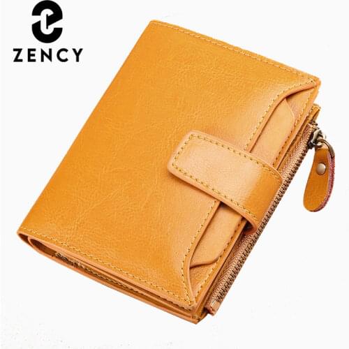 Zency 100% Genuine Leather Women Wallets Small Casual Simple Female Clutch Purse Clip Pocket Card Holder Wallet For Ladies