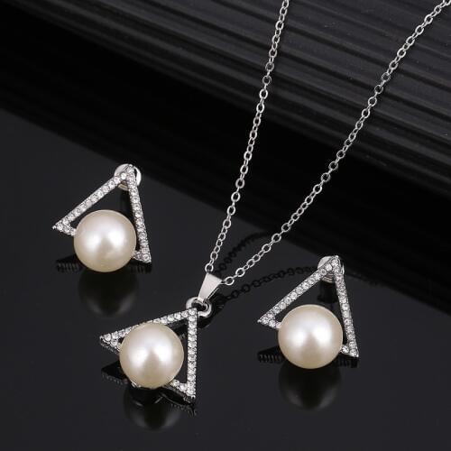 ZOSHI African bridal Gold Silver Plated jewelry set imitation pearl for women necklace earring set wedding party crystal jewelry